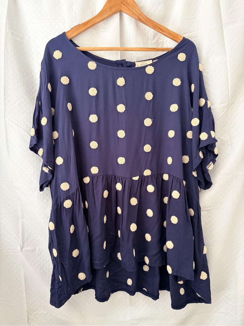 Blu Pepper Navy Polka Dot Peplum Blouse